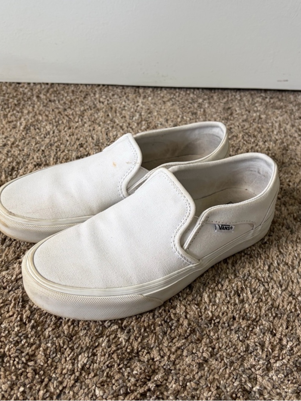 Vans White Slip-Ons